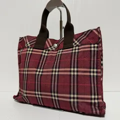 BURBERRY BLUE LABEL  バーバリーブルーレーベル トートバッグ ノバチェック レッド シルバー金具 ホースロゴ 三陽商会 MADE IN JAPAN 日本製 B523