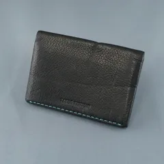 TAKEO KIKUCHI タケオキクチ テネーロ 二つ折り名刺入れ USED美品 牛革 レザー カラーステッチ ブラック X8736