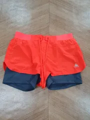 le coq sportif ルコックスポルティフ オレンジ/ネイビー 2in1 ハーフパンツ