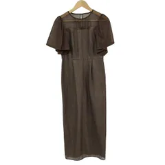 aimer(エメ) ワンピース サイズL レディース - ダークブラウン クルーネック/半袖/マキシ丈/レース/Aimer Acret