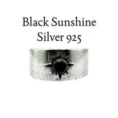 【黒い太陽】 ブラックオニキス Silver 925 刻印  Design Ring シルバー ヴィンテージ デザイン リング 21号 メンズ ワイド 大ぶり ビッグサイズ アメリカン トライバル エスニック