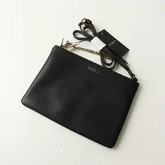 未使用 フルラ FURLA レザーミニショルダーバッグ＼ブラック クロスボディ サコッシュ ポシェット【2400014891775】