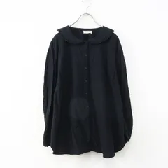 サマンサモスモス Samansa Mos2 SM2 フリル衿レースブラウス F＼ブラック 綿麻 シャツ【2400014899559】