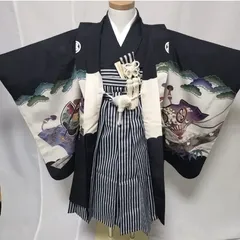 七五三　男の子　5歳　着物　袴、羽織、長襦袢、小物、 フルセット   W-10