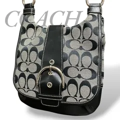 【MY0364】COACH コーチ ショルダーバッグ キャンバス レザー ブラック黒 SOHO ソーホー 斜め掛け レディース  7072