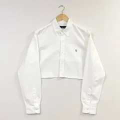 ポロ オックスフォード 白 クロップド シャツ
