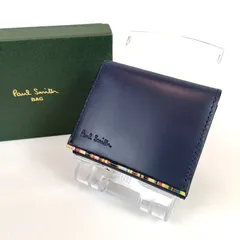 未使用 Paul Smith ポールスミス 小銭入れ コインケース コインパース レザー ネイビー 紺 メンズ レディース ストライプポイント マルチカラー 箱あり 極美品 コンパクト ミニ