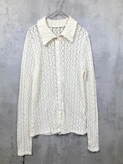 LIAN リアン 小花柄 ガーリー ニットカーディガン フラワーレース長袖 ポロシャツ sizeF/オフホワイト ■◇ レディース