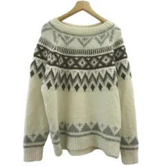 アメリカンホリック AMERICAN HOLIC ニット セーター ウール混 長袖 クルーネック ノルディック柄 M 白 ホワイト /XZ ■GY99