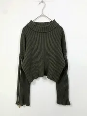 ZARA ザラ ボトルネック ファスナースリーブ ショート丈 ニット セーター sizeS/カーキ ■◇ レディース
