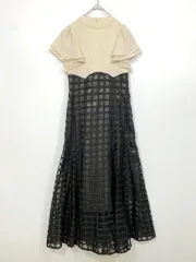 dazzlin ダズリン 半袖 ロング フェミニン シアーチェックコルセット ワンピース sizeS/黒×ベージュ ■◆ レディース