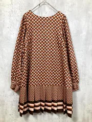 eimy istoire エイミーイストワール Aライン ジオメトリックバックリボンミニ ワンピース sizeF/茶 ■■ レディース