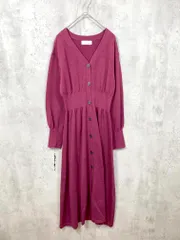 green label relaxing グリーンレーベルリラクシング ユナイテッドアローズ SC ロング Vネック ニット ワンピース ボルドー ■■ レディース