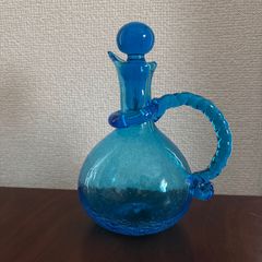 琉球ガラス】青いスワールデザイン ガラスデカンタとグラスのセット