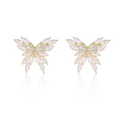 【新品】 HAPVITAL ピアス レディース 人気 シルバー925金属アレルギー対応ジルコニアアクセサリー揺れるキラキラ人気ー対応可愛 ピアスいキラキラ ファッション 安心の金属 (蝶真珠デザイン) 1