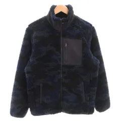 ユニクロ UNIQLO フリースジャケット ブルゾン ボア 総柄 L 紺 ネイビー  /FF