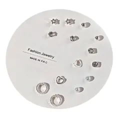 【新品】 PITAPURO ピアスセット シルバー 7ペアセット スタッド ハート 星 パール クリスタル シンプル レディース (TypeA) 0