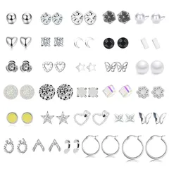 【新品】 Umiwe ピアス セット 30ペア サージカルステンレス ピアス レディース 人気 金属アレルギー対応 おしゃれ 可愛い 韓国 ピアス 女性 アクセサリー 誕生日 結婚式 記念 クリスマス バレンタインデー プレゼント（シルバー） 0