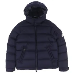 極美品△MONCLER モンクレール MONTGENEVRE モンジュネーブル ウール100％ ロゴワッペン フード付き ダウンジャケット ネイビー 1 ハンガー付き 正規品 メンズ