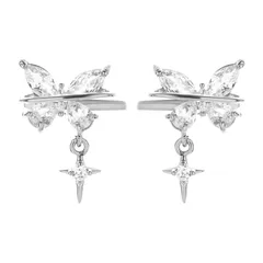 【新品】 蝶 イヤーカフ 金属アレルギー対応 調節可能 ノンホールピアス レディース バタフライ プレゼント用 ギフト袋付き（2個入り） 0