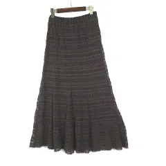 ルクールブラン le.coeur blanc スカート ボーダー レース マーメイドスカート ロング マキシ M 38 茶 ブラウン