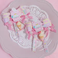 【ゆめかわ姫ミニリボン♡アイス】ツイン◆ヘアゴム/ハンドメイドリボン/キッズリボン/ゆめかわリボン