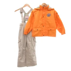 ポケットベア POCKET BEAR セットアップ スキーウェア ジャケット オーバーオール 130 中綿 オレンジ グレー /NU 