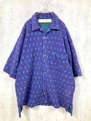 nano universe ナノユニバース 672-3124233 半袖 総柄 オープンカラー シャツ sizeL/紫 ■◆メンズ