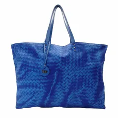 ボッテガヴェネタ Bottega Veneta イントレッチオリュージョン トートバッグ ブルー ショルダー ナイロン×レザー 7-12-206