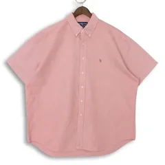 大きいサイズ メンズUS-XL 90's ラルフローレン 半袖ボタンダウンシャツ BLAKE オックスフォード ポニー刺繍 レッド系 オールド hsc-1031n