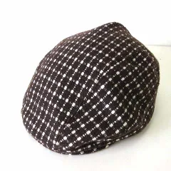 アルプスカワムラ ハンチング 帽子 ニット ハンチング帽 ウール ドット 総柄 57.5cm ダークブラウン こげ茶色 白 ぼうし