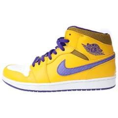 NIKE (ナイキ) AIR JORDAN 1 MID LAKERS エアジョーダン1 レイカーズ ミッドカットスニーカー ホワイト/イエロー US14/32cm 554724-708