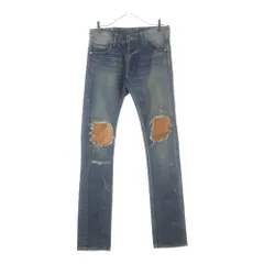 ISAMU KATAYAMA BACKLASH (イサムカタヤマバックラッシュ) ステアレザー クラッシュ加工 ストレート ボタンフライデニムパンツ インディゴ 1483-01Cのサムネイル