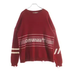OFF-WHITE (オフホワイト) 19AW Wool Knit Sweater ダメージ加工 クルーネックウールニットセーター レッド OMHE016E19A28002のサムネイル