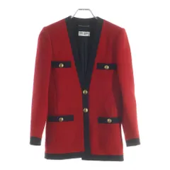 SAINT LAURENT PARIS (サンローランパリ) ツイード ノーカラージャケット レディース レッド/ブラック 672980 Y3C73のサムネイル