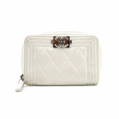 CHANEL シャネル ボーイ シャネル カードケース レザー シルバー系 シルバー金具