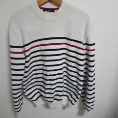 カシミアブレンド ウールNOFF Free! (Monoprix) ストライプ クルーネック ニット X