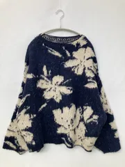 Re:EDIT リエディ ニット/セーター M ネイビー ニット 花柄・ボタニカル柄 ミドル丈 長袖 クルーネック(丸首)