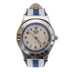 ヴィヴィアンウエストウッド×スウォッチVivienne Westwood×Swatch ストライプベルトウォッチ 青オフ