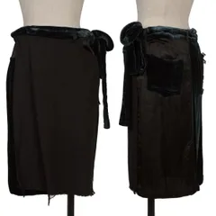 トリココムデギャルソンtricot COMME des GARCONS ベロア切替デザインラップスカート 紺黒M位