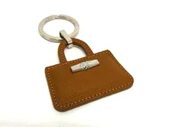 ■美品■ LONGCHAMP ロンシャン ロゾ レザー バッグモチーフ キーホルダー バッグチャーム キーチャーム ブラウン系 DM4340のサムネイル