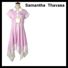 【Samantha Thavasa】ワンピース Sサイズ 半袖 シャツ ロング ピンク ホワイト/白 ストライプ 綿 ポリエステル サマンサタバサ (MM-686)のサムネイル