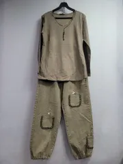 ヴィンテージ カーキ色 上下セット (刺繍 ディテール)