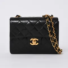 極美品 CHANEL シャネル ミニマトラッセ17 Sフラップ Sチェーンショルダーバッグ 8番台 ココマーク ラムスキン ブラック 中古 4b013021