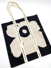 美品 marimekko マリメッコ Carrier Midi Unikko ファブリック バッグ 黒 ■■◎レディース