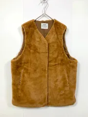 美品 coen コーエン 7660-625-0120 定価6050円 フェイクファー ベスト sizeM/茶 ■■レディース