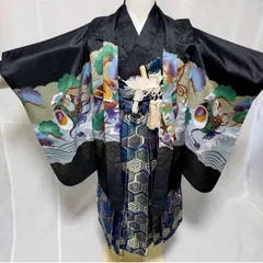 七五三　男の子　5歳　着物　袴、羽織、長襦袢、小物、 フルセット W-8