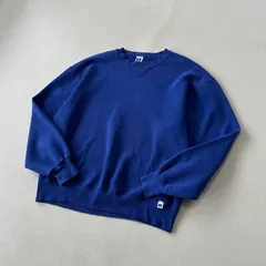 【USA製・80s】ラッセルアスレティック Vガゼット スウェット ブルー L 無地 ヴィンテージ