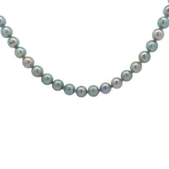 7.5-8.0mm ブルー アコヤ真珠 Japan Pearl 養殖真珠 パール ネックレス ペンダント Silver 銀製 37.9g シルバー 【♀】【A】【レディース】★■610441【中古】