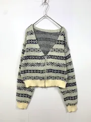 美品 Auntie Rosa Holiday アンティローザホリデー ジップアップ Vネック ニット セーター アイボリー ■■レディース